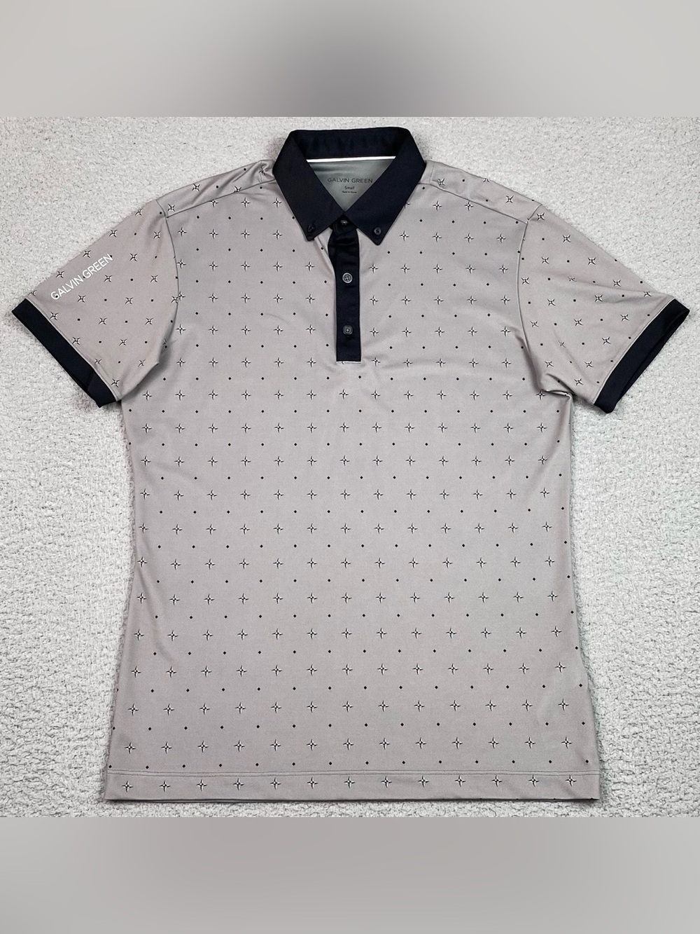 Galvin Green Polo Shirt Men's Size S Gray Short Sleeve Performance Stretch Golf